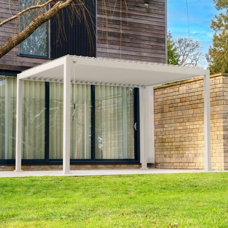 Titan Aluminium Metal Pergola in Pebble - Free Standing