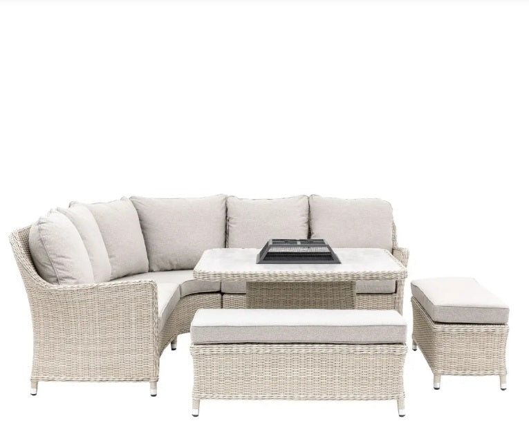 Holton Corner Square Dining Set with Fire Pit