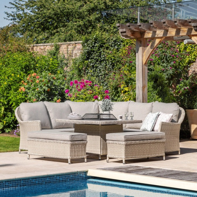 Holton Corner Square Dining Set with Fire Pit