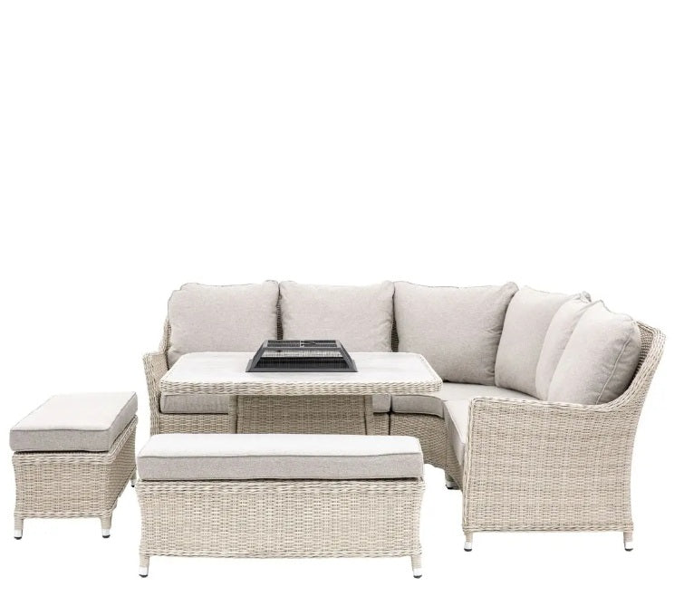 Holton Corner Square Dining Set with Fire Pit