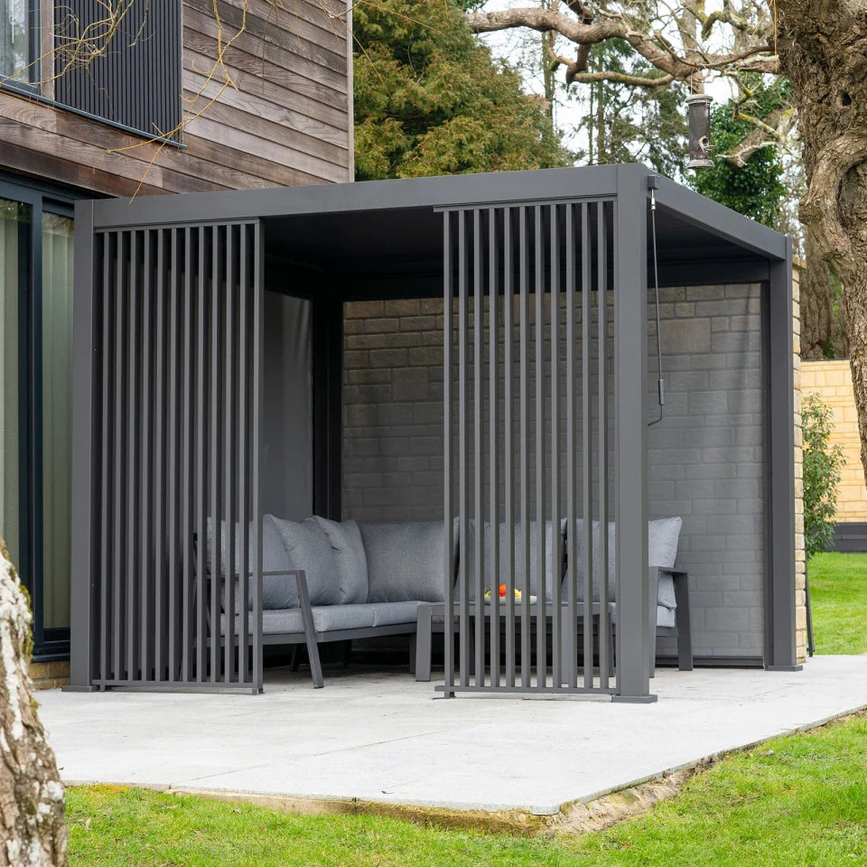 Titan Aluminium Vertical Louvre Side Panel - Single Panel in Grey