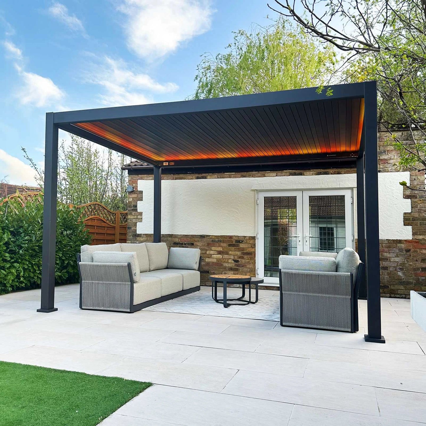 Titan Plus LED Aluminium Metal Free Standing Pergola in Slate Grey
