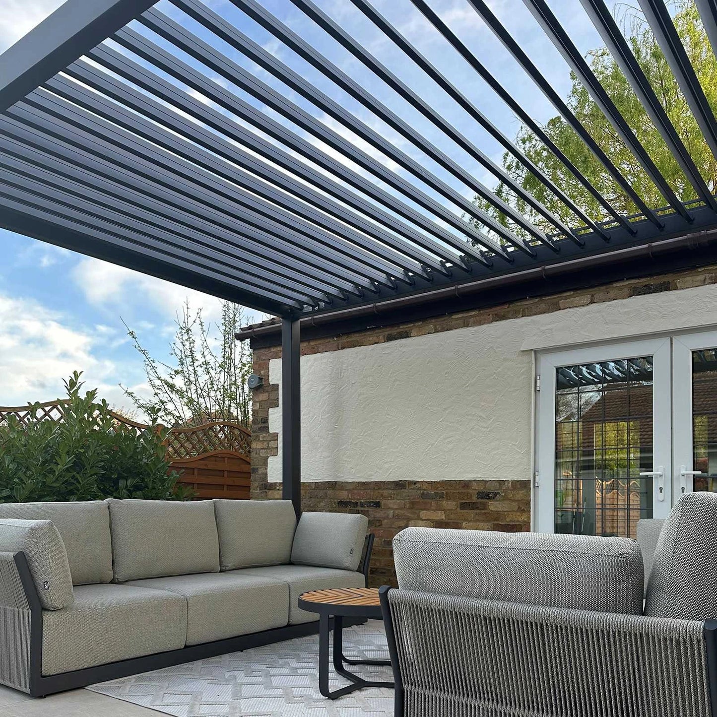 Titan Plus LED Aluminium Metal Free Standing Pergola in Slate Grey