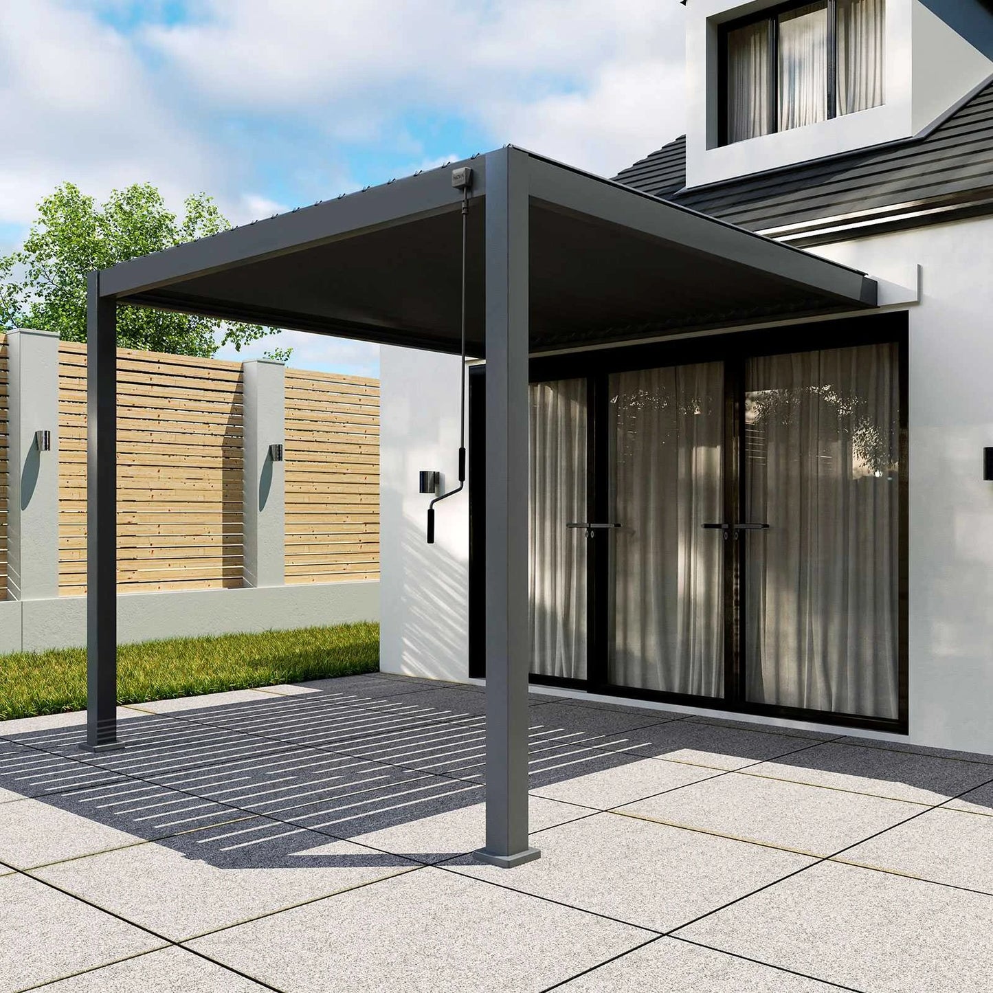 Titan Wall Mounted Aluminium Pergola in Grey