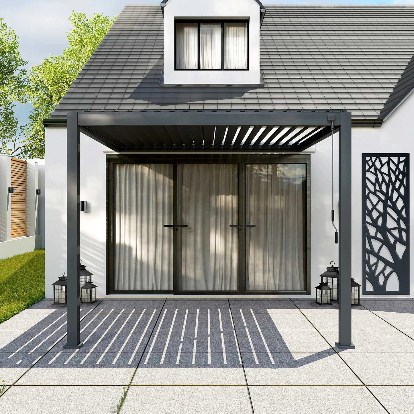 Titan Wall Mounted Aluminium Pergola in Grey