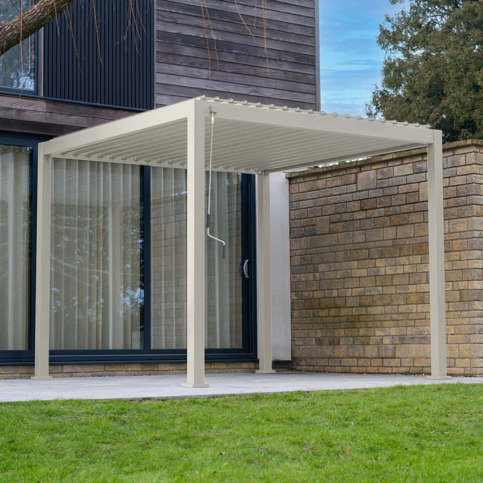 Titan Aluminium Metal Pergola in Pebble - Free Standing