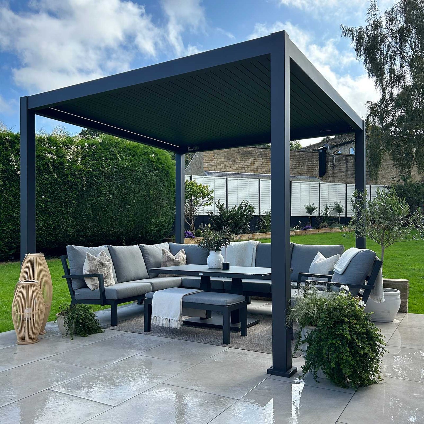 Titan Plus LED Aluminium Metal Free Standing Pergola in Slate Grey