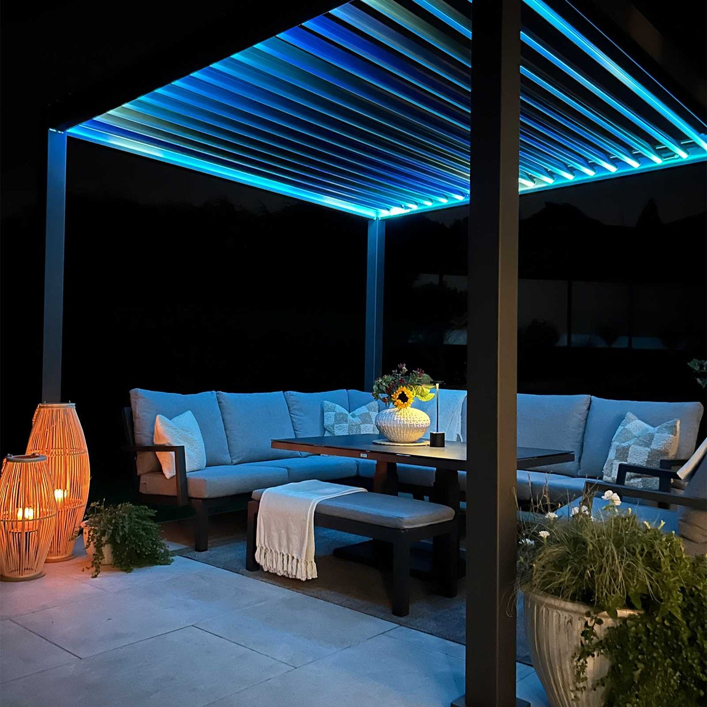 Titan Plus LED Aluminium Metal Free Standing Pergola in Slate Grey