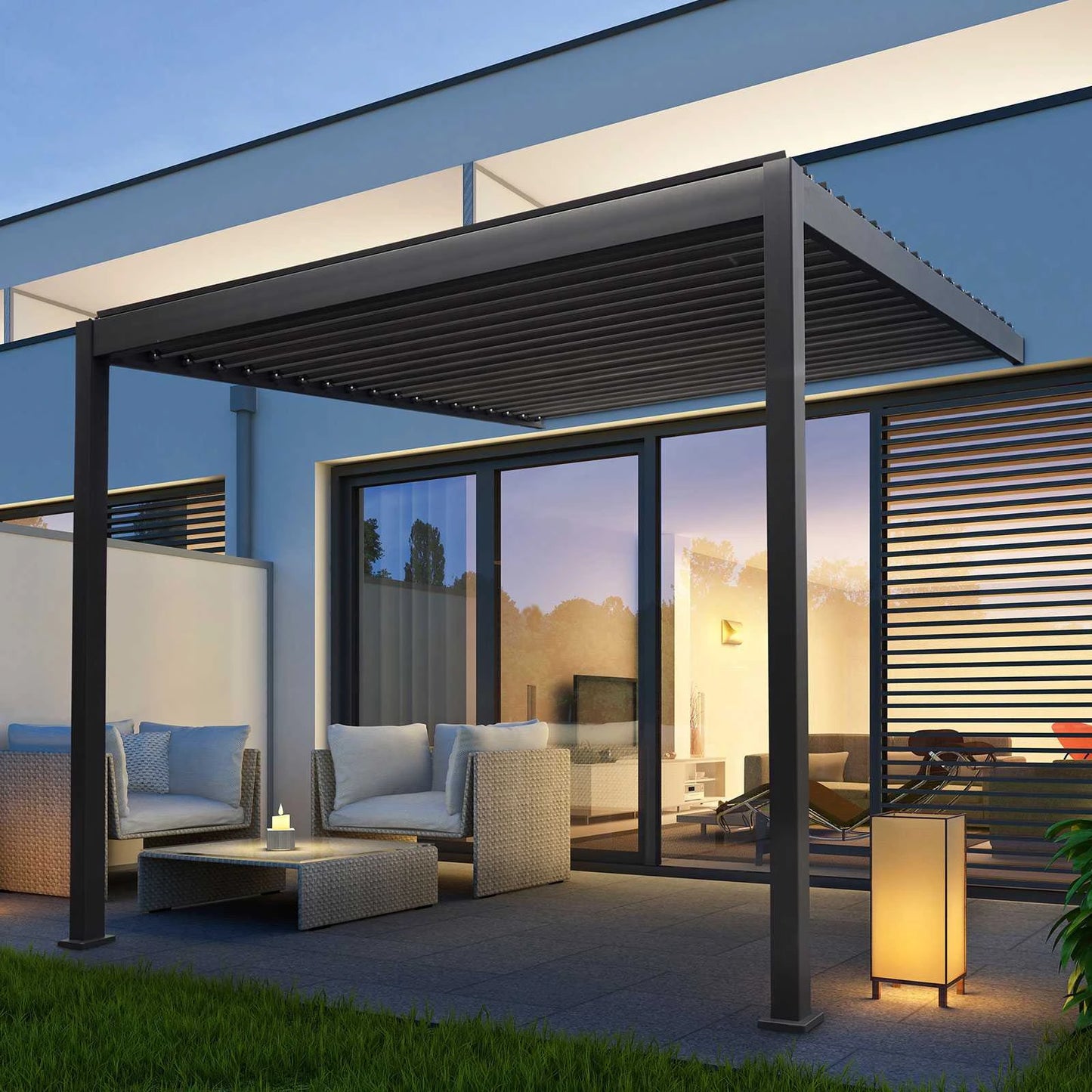 Titan Wall Mounted Aluminium Pergola in Grey