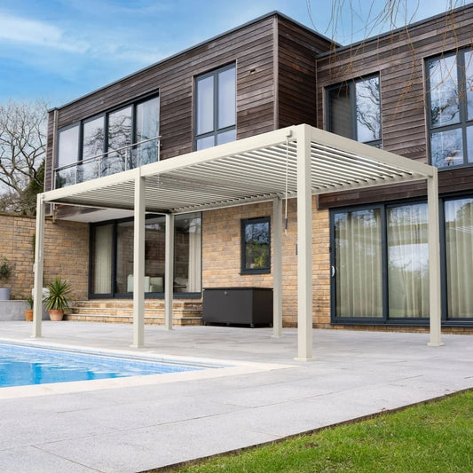 Titan Aluminium Metal Pergola in Pebble - Free Standing