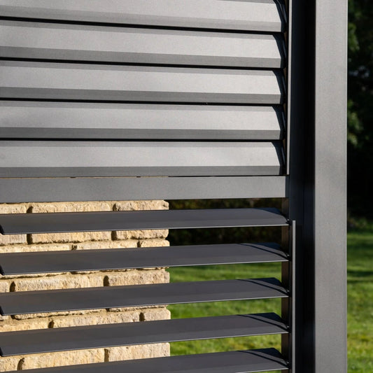 Titan Aluminium Shuttered Louvre Side Panel in Grey or Pebble
