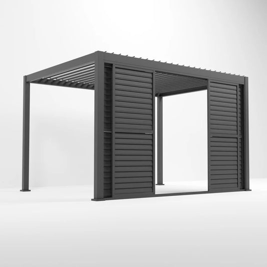 Titan Aluminium Shuttered Louvre Sliding Door System - in Slate Grey