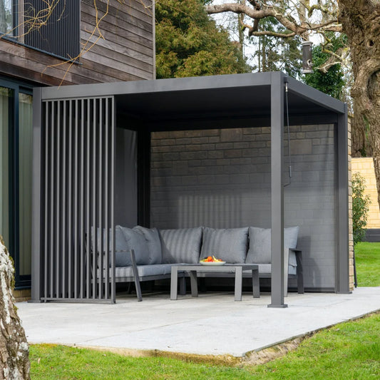 Titan Aluminium Vertical Louvre Side Panel - Single Panel in Grey