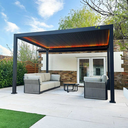 Titan Plus LED Aluminium Metal Free Standing Pergola in Slate Grey