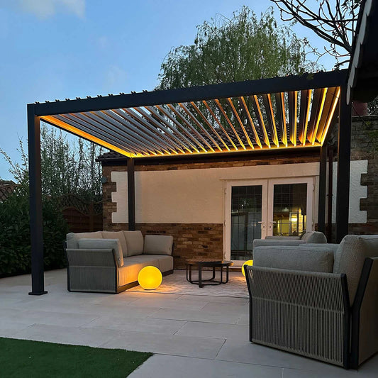 Titan Plus LED Aluminium Metal Free Standing Pergola in Slate Grey