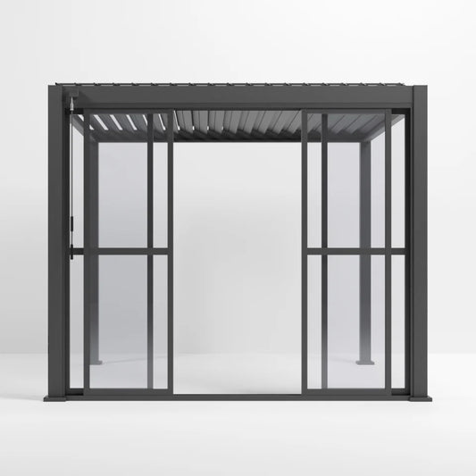 Transparent French Sliding Door System - in Slate Grey
