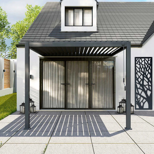Titan Wall Mounted Aluminium Pergola in Grey