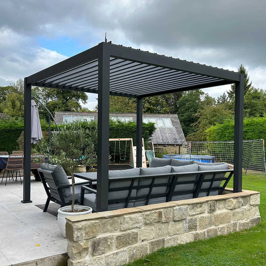 Titan Aluminium Metal Pergola in Slate Grey - Free Standing