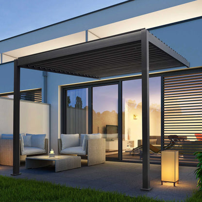 Titan Wall Mounted Aluminium Pergola in Grey