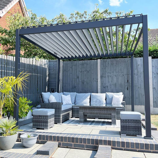 Proteus Lite Metal Pergola in Graphite Grey - Free Standing