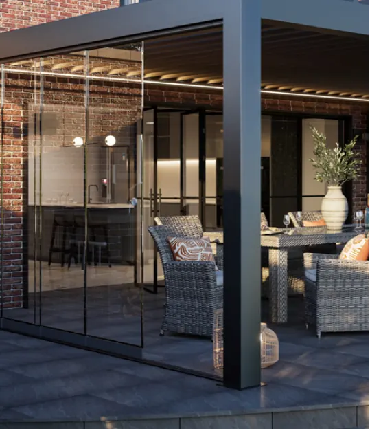 Sliding glass panels